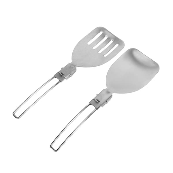 2st 304 Rostfritt Stål Vikbar Stekspade Portabel Matvändare Utomhus Picknickutrustning