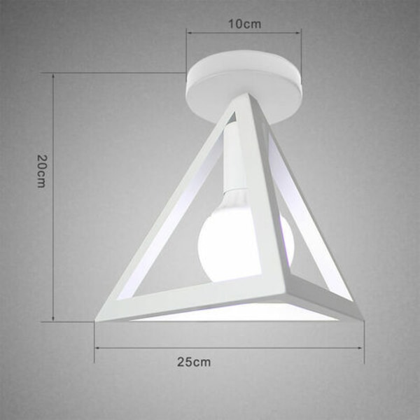 Bur Loft Light Industriel Metal Trekant Pendel Lampe til Soveværelse Stue Cafe Hvid - Hvid