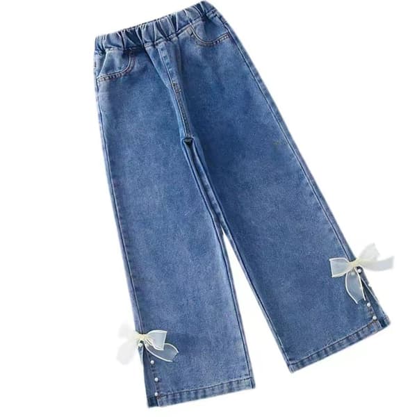 Piger Bredbenede Bukser Elastisk Talje Casual Mode Børn Løs Pasform Lige Ben Bukser til Efterår Forår 110cm 43.3in