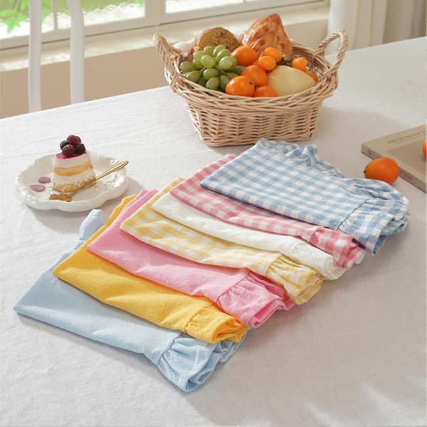 Cotton Placemat - Soft with Ruffled Edge for Birthday Party, Dining Table White White 30x45cm