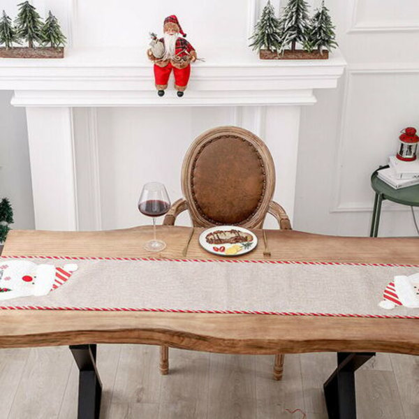 Julebordløber, sækkehør bordpynt julemand og juletræ til hjemmet, køkkenet, spisestuen, fa