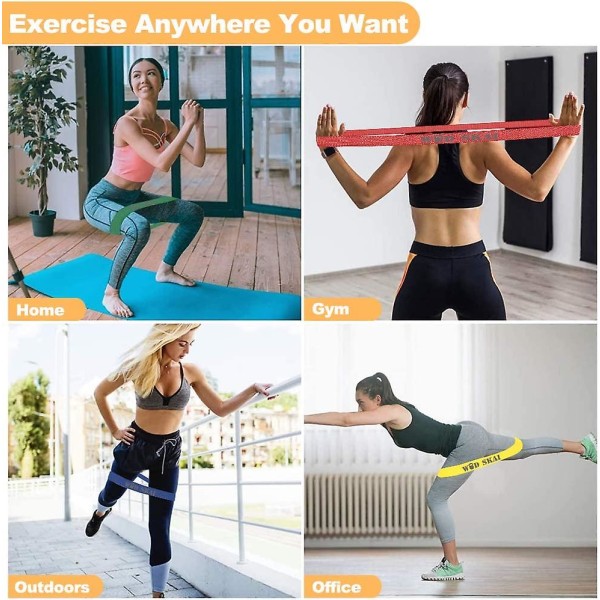Stofbånd til modstandstræning, skridsikre booty-træningsbånd til ben & numse og glutes, 5 niveauer fitnesstræningsbånd til styrke, fysisk terapi