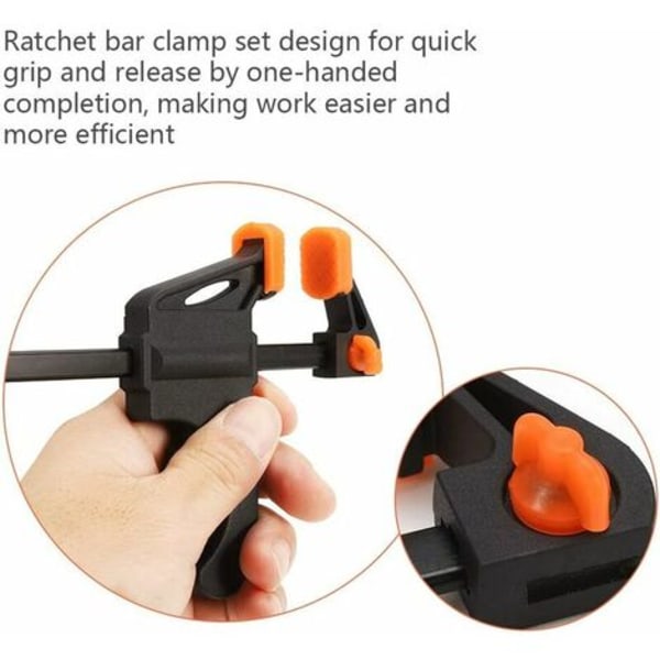 Pieces Bar Clamps Ratchet Bar Clamp, 4 Inch Ratchet Clamp, Wood Carpentry Tool Kit, Quick Release Bar Clamp for Woodwork