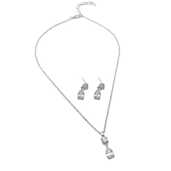 Damer Diamond Pearl Necklace Armband Örhänge Set Hänge Halsband Tillbehör