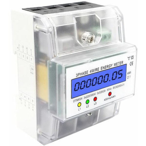 3-vaiheinen 4-johtiminen energiamittari 220/380V 5-80A Energiankulutus kWh-mittari DIN-kiskoasennus taustavalaistulla LCD-näytöllä,