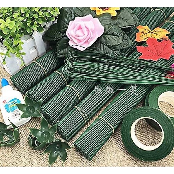 Blomster jerntråd, 100 pakke Grøn blomsterstængeltråd Blomsterstængeltråd til kunstige blomster Bryllupsbuketdekorationer Håndværk 40cm 22#
