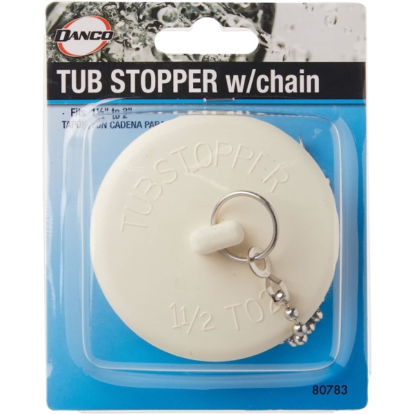 Danco Rubber Tub Stopper with Chain, White
