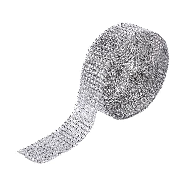 10 Yard Sølv Rhinestone Mesh Bånd Rulle Krystal Diamant Wrap til Kunst Håndværk