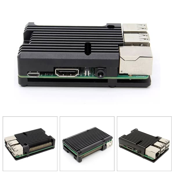 Kjøleboks i aluminiumslegering for hovedkort, svart, passer til Raspberry Pi 3. modell B 2b 3b