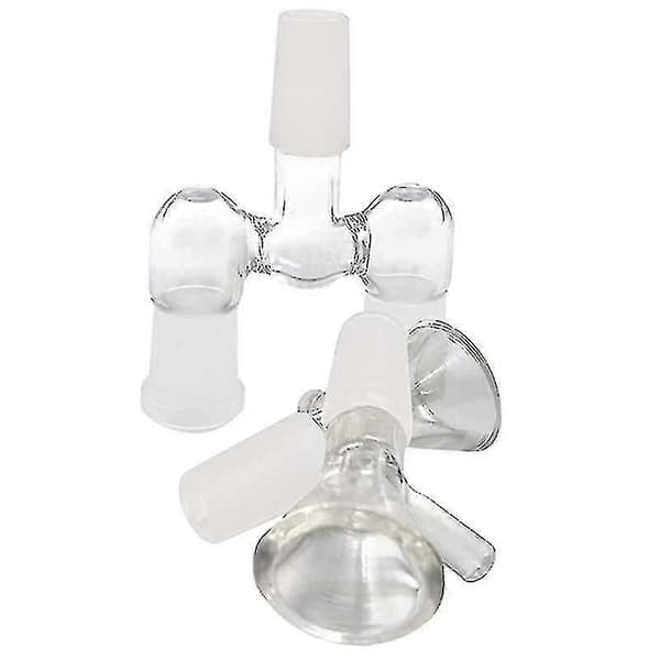 Glasrørsadapter, 2 stk. 14 mm han til dobbelt 14 mm hunadapter