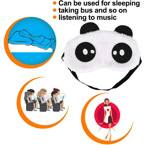 Söt Panda sömnmask Mjuk plysch pannband, roliga uttryckssymboler Sömnmask Ögonmask Cover för flickor Pojkar Kvinnor Män Barn Hem Sova Resa, stöna,