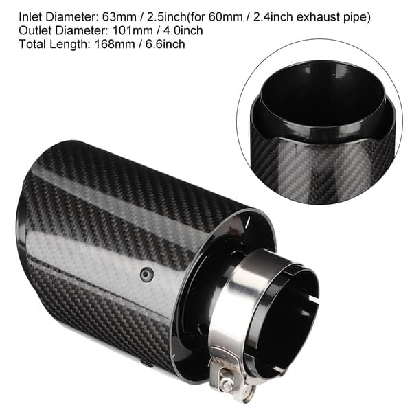 Bilmodifiering Universal Kolfiber 63mm Inlopp-101mm Utlopp Avgasrör Ändrör