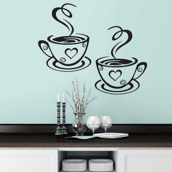 Kahvikuppien suunnittelu Seinätarrat Koti Tarrat Keittiö Ravintolan sisustus