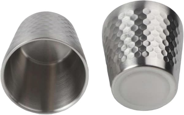 304 rustfritt stål drikkekopp Dobbelveggede rustfrie stålkrus 175 ml, stablebare isolerte drikkekrus med hamret finish, matkvalitet