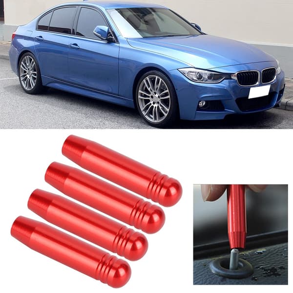 4 stk. dørpinner i aluminium, knappedeksel til BMW E90 3-serie 2004 til 2013 rød