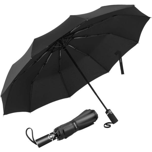 Taskuinen sateenvarjo tuulenpitävä sateenvarjo myrskynkestävä automaattisesti avautuva ja sulkeutunut vettä hylkivä nylon sateenvarjo pieni kevyt, kompakti 10 kylkeä matkagolfsateen
