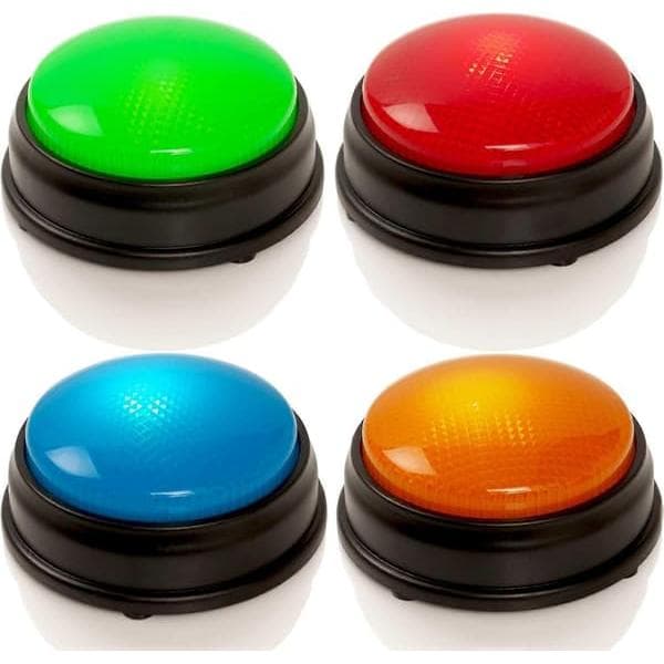 Quiz Buzzer-sæt til 4 spillere med lys og lyd til spilaftener [JSR]