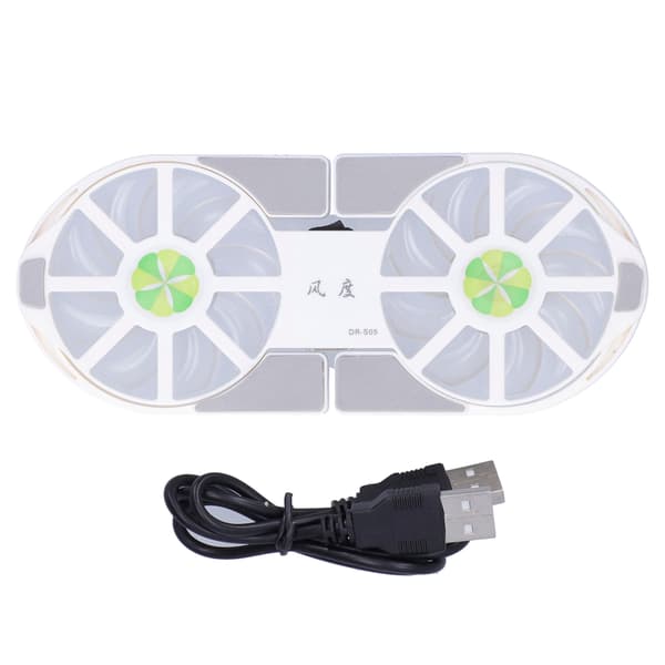 4 Farve Foldbar Laptop Kølepude Dobbelt Blæser Stor Luftmængde Radiator Køleplade Hvid