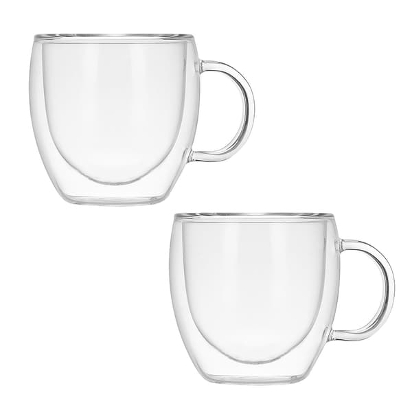 2 st Glas Vattenmugg Stor Kapacitet Dubbla Lager Transparent Säker Multifunktionell Drickskopp för Hemmet