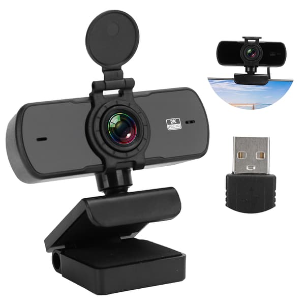 Webkamera med mikrofon for direktesending USB Datamaskinkamera 2K 1440P HD Tilbehør PPC05