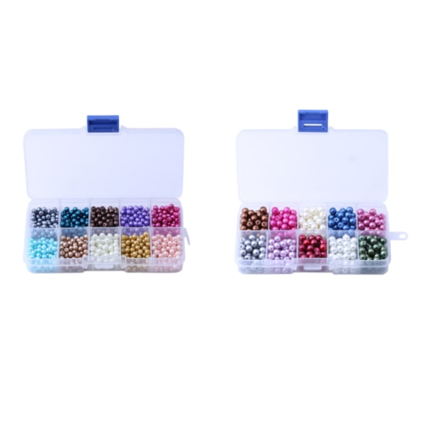 Glaspärlor, runda pärlor, färgade pärlor, används för att göra DIY-smycken för olika tillbehör, förpackad kombination (4 mm rosa serie),