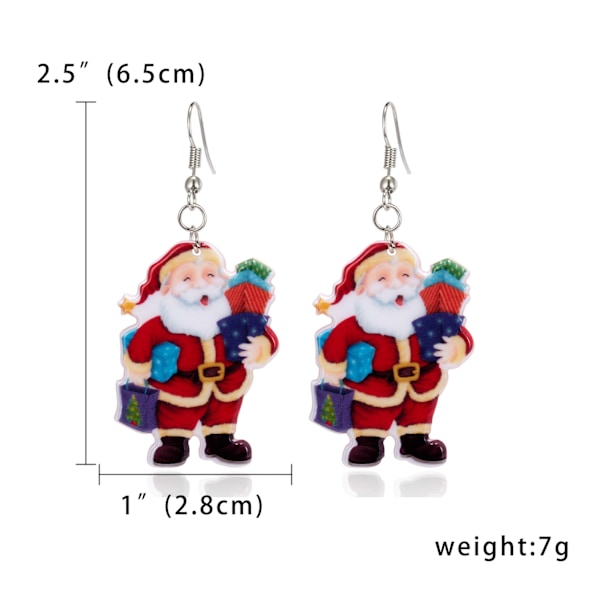 Christmas acrylic earrings Santa Claus head with glasses Christmas series ear hooks earrings for women