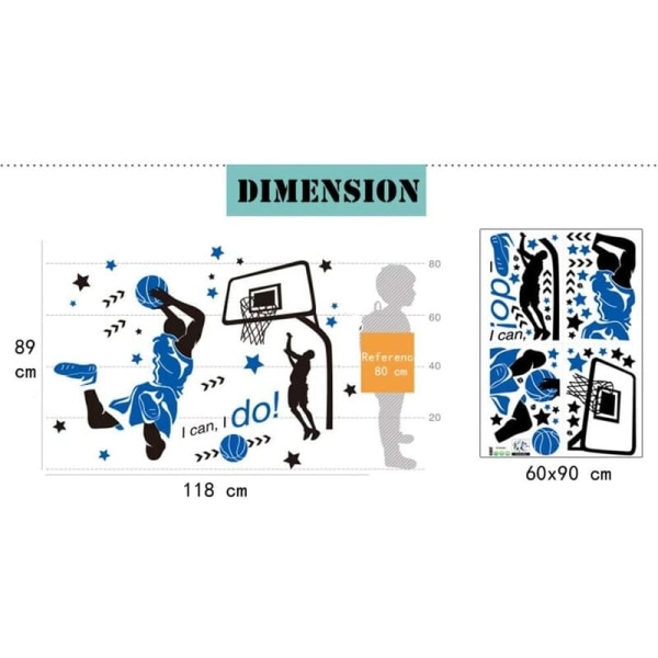 Tarrat Kuuluisa Urheilu Vinyyli Lapset Makuuhuone Koripalloilijat Poista Makuuhuone Kodinsisustus Tarrataide Juliste 89X118cm