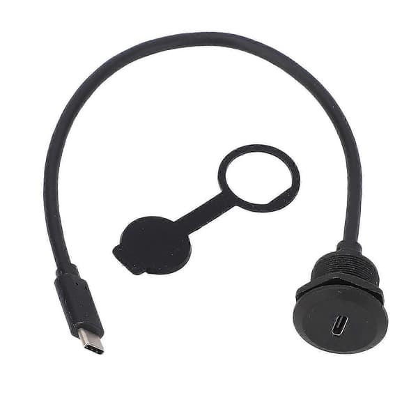 Panel Mount Extension Adapter Cable, 5 Gbps Type C 3.0 Male to Female Thread Lock Flush Mount, 20V 3A 60W PD, Compatible with Thunderbolt 3 4