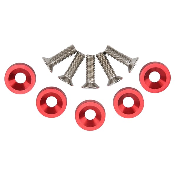 10 Set Bilmotorrum Styling Kit M6 Motorhuvsbultar Röda Brickor Modifiering Underhåll