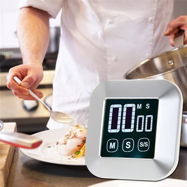 Digitalt LCD Touch Screen Køkken Timer Nedtælling Optælling Alarmur