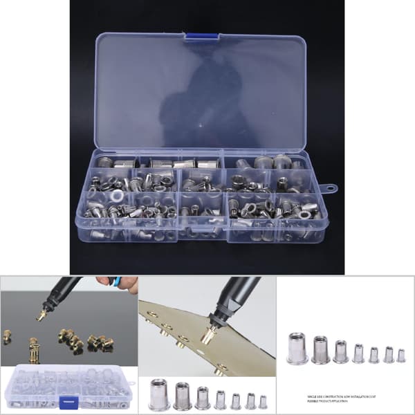 165 stk. rustfrit stål 304 M3 til M10 Rivet Nut Pull Fastener Compartment Kit