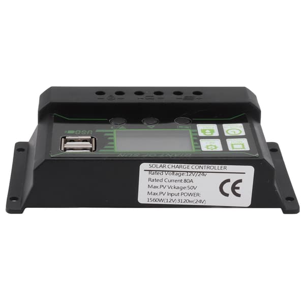Solar Charge Controller 80A LCD-skärm Dubbel USB-port PWM-laddning ABS 5V Solpanelregulator