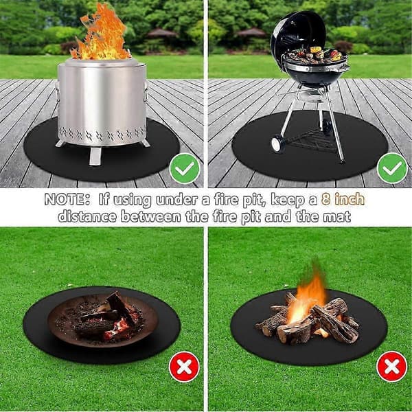 Bålpanneunderlag, Dobbeltsidig Brannsikker Bålpanneunderlag Rund Grillmatte for Under Grill 36 Tommer
