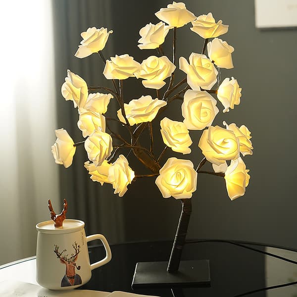 Avtakbar plastbase USB-bryter LED-simulering rose dekorasjon nattlys