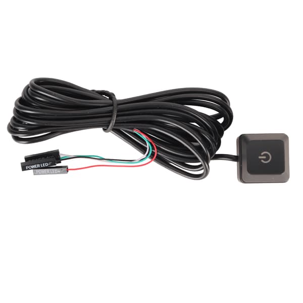 Blå baggrundsbelyst mekanisk PC-strømknap med 2 meter kabel, plug and play til stationær computer, kontor, gaming