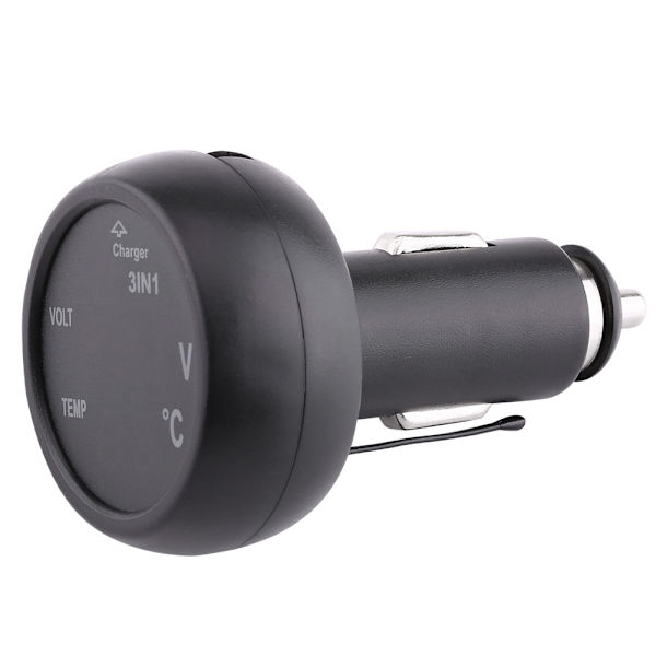 Dobbelt LED Digital Display Voltmeter Termometer USB Biloplader Cigarettænder Grøn Rød
