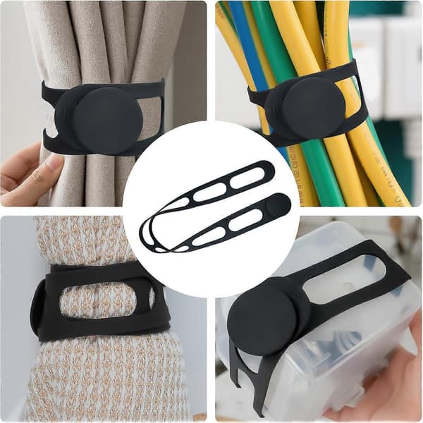 Självlåsande silikonrem 2-pack - Multifunktionell elastisk rem för slow cooker-lock, bentolåda, sladdorganisatör, yogamatta, campingutrustning & bagage