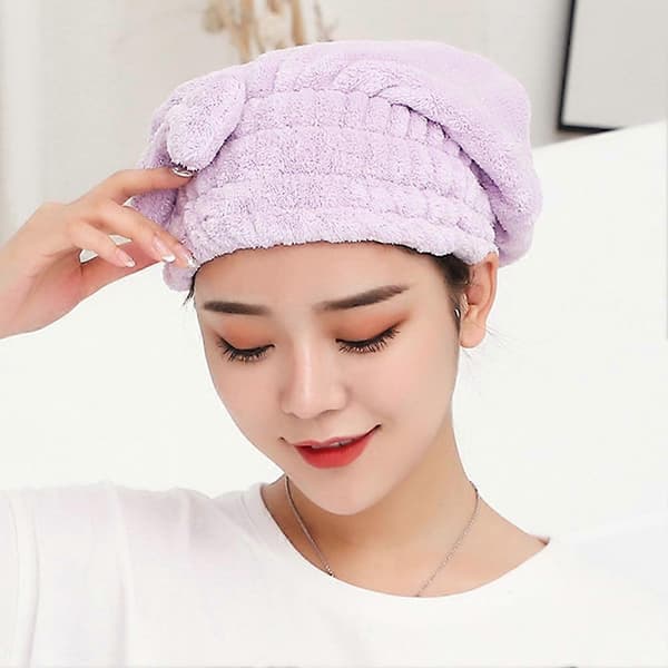 Mikrofiber Hårtørringshåndklæde Wrap Superabsorberende Tykt Hurtigtørrende Shampoo Håndklæde til Kvinder Purple