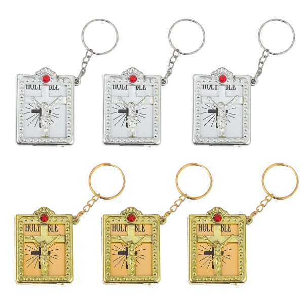 6 st Bible Cross Nyckelring Högkvalitativ Slitstark Robust Prime Premium Nyckelring hänge för väska