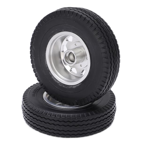 2 st Metall Främre Nav 22mm Bredd Gummidäck för Tamiya 1/14 RC Trailer Traktor Lastbil Silver