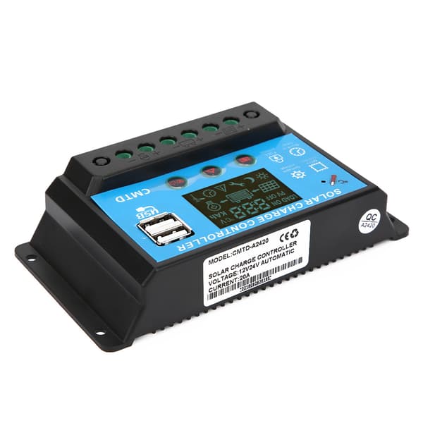 12V 24V 20A PWM Solar Charge Controller Blybatteri Dobbelt USB 5V Output