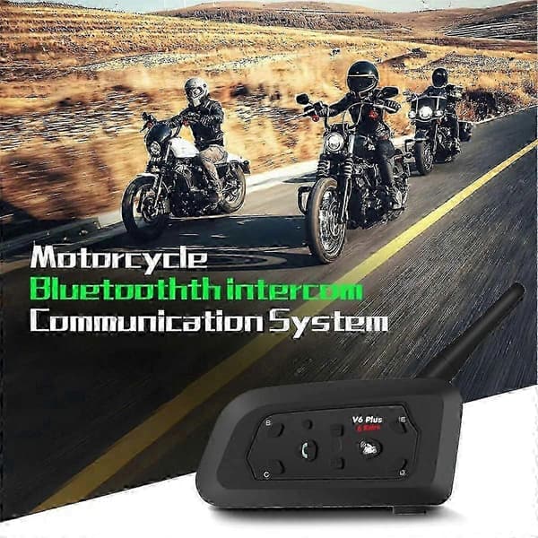V6 Plus Bluetooth Motorcykelhjälm Headset med 1500M BT Intercom Kommunikatör för 6 Förare Vatten