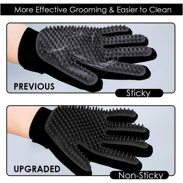 Pet Grooming Handsker - Soft Shelter Brush Handsker - Højeffektiv Pet Shelter Handsker - Forbedret Five Finger Design - Til