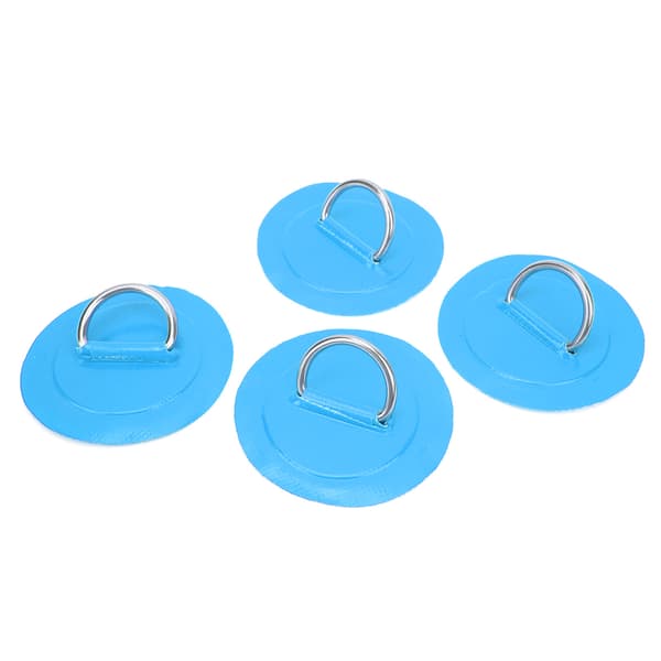 4 stk Oppblåsbar Båt D Ring Patch PVC Slitesterk Marine Rustfritt Stål Fast Spenne Blå