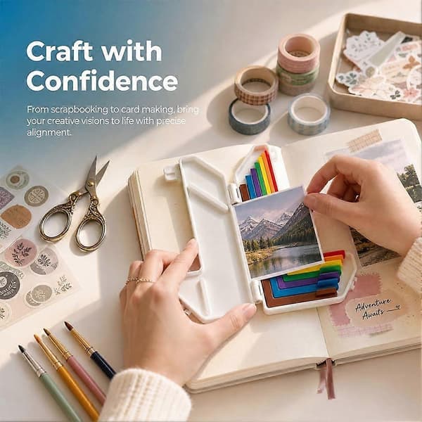 Paper Craft Alignment Guide Ruler Rainbow Spacing Positioning Measuring Tool for Scrapbooking Journal Card Making DIY Craft Projects