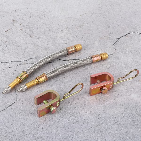 2 stk. Universal Bil Dækventil Forlænger Adapter Rustfrit Stål Flettet Slange 150mm
