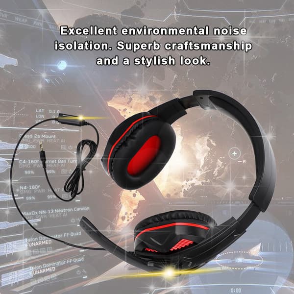 3,5 mm kablet gaming-headset med mikrofon til PS4 sort rød