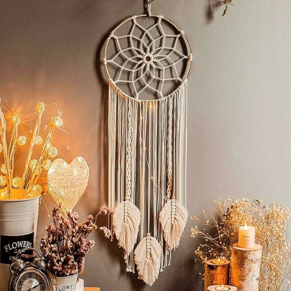 Three-leaf style 25*93cm dream catcher wind chime pendant bedroom background arrangement for wall hanging, handmade, boh