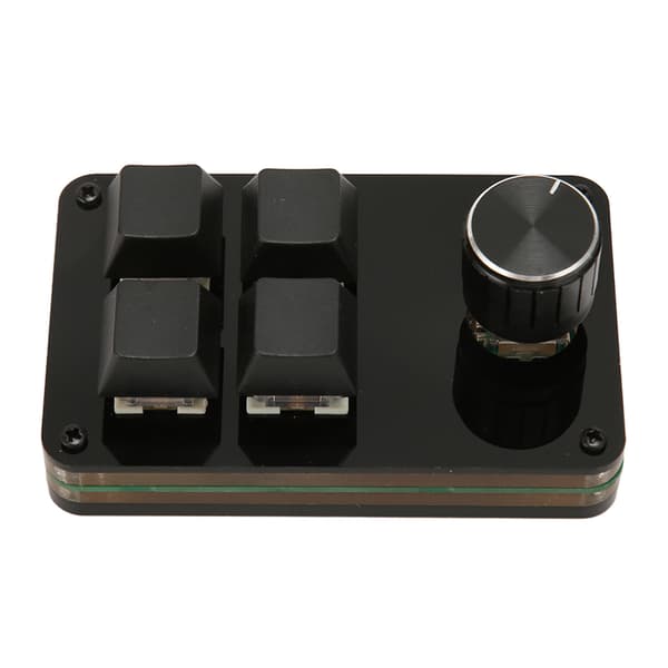 Mini 4-knapps Hot Swappable Mekanisk Knappsats med Vred Anpassningsbar Makroprogram Kabel Separat Blå Brytare