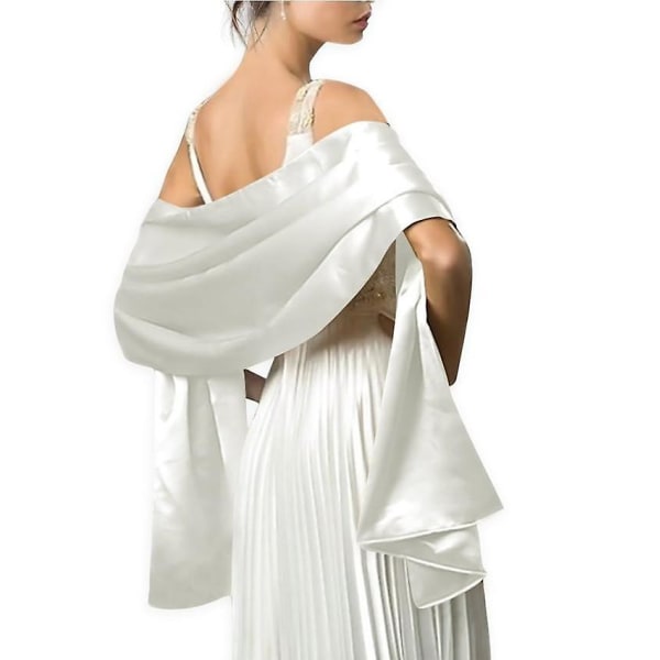 Satin Pure Color Sjalar White One-size